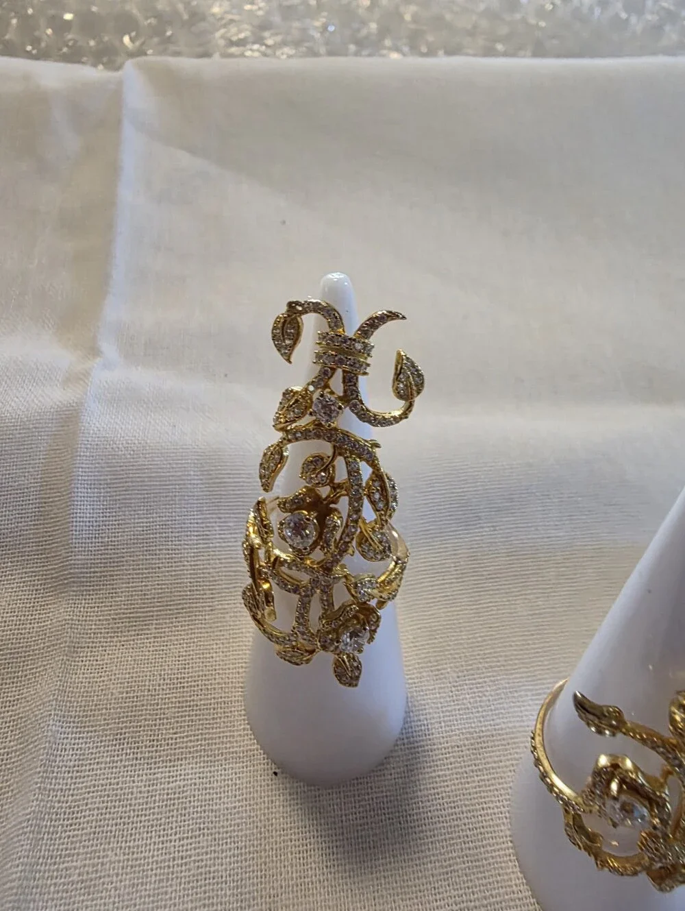 Three Ornate Gold Plated Sterling Silver Rings Set
